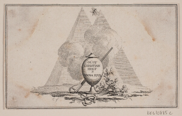 J.F. Clemens, Vignet med vase og indskrift
