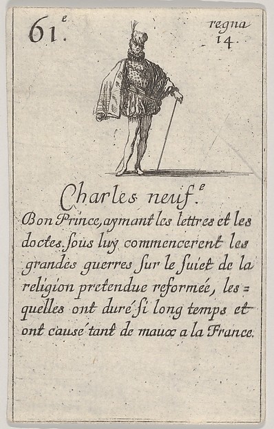 Stefano della Bella, Charles neuf.-e / Bon Prince..., from "Game of the Kings of France" (Jeu des Rois de France)
