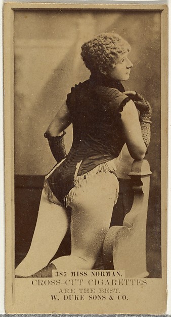 W. Duke, Sons & Co., Card Number 387, Miss Norman, from the Actors and Actresses series (N145-3) issued by Duke Sons & Co. to promote Cross Cut Cigarettes