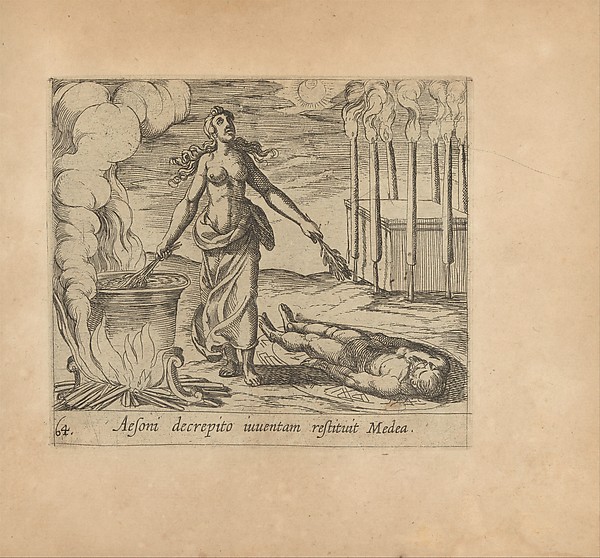 Antonio Tempesta, Medea Restoring Aeson's Youth (Aesoni decerptio iuventam restituit Medea), plate 64 from "The Metamorphoses of Ovid" (Metamorphosean Sive Transformationum)