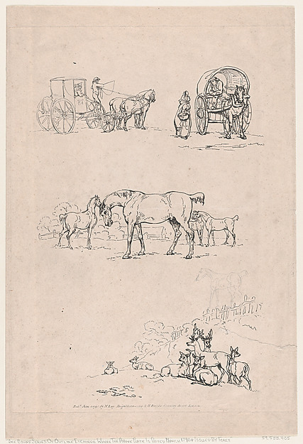 Thomas Rowlandson, Plate 3, Outlines of Figures, Landscapes and Cattle...for the Use of Learners