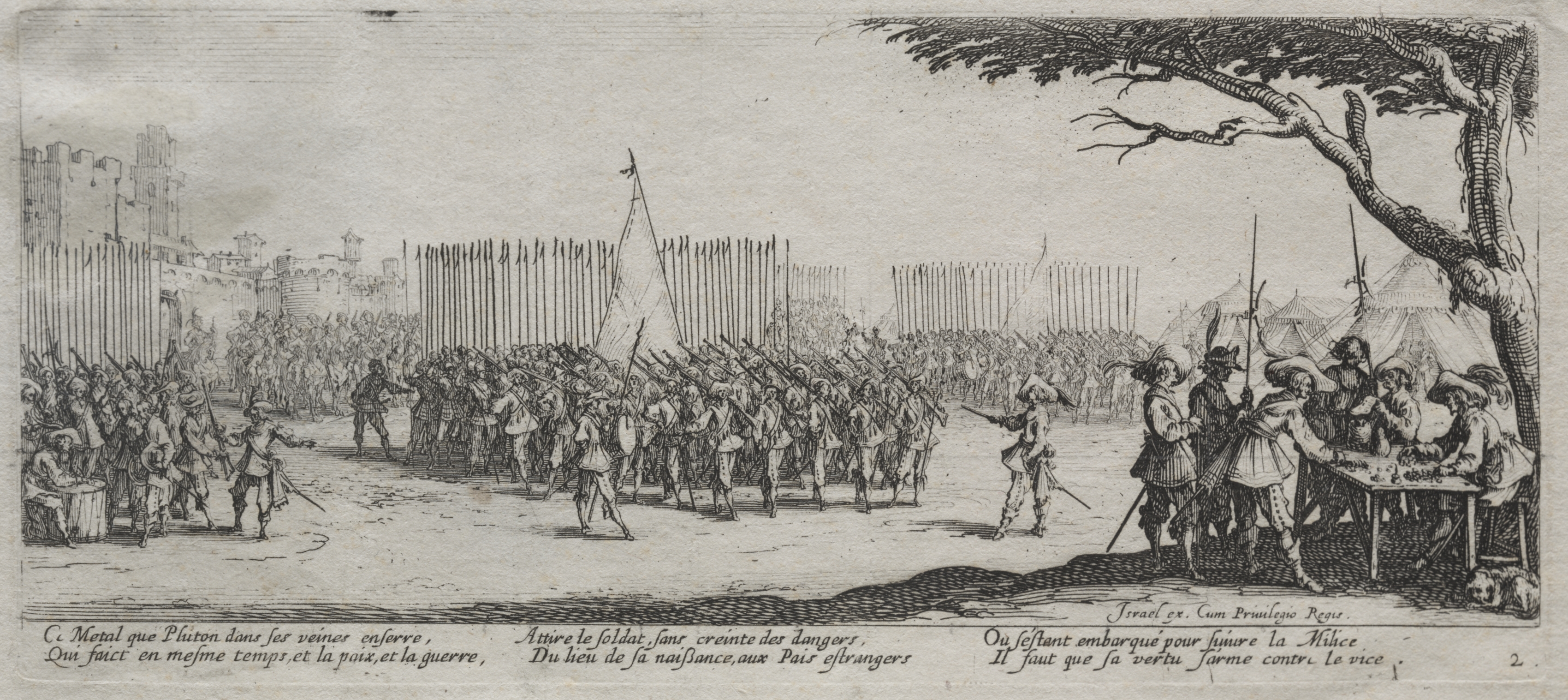 Jacques Callot, The Large Miseries of War:  Enrollment of the Troops