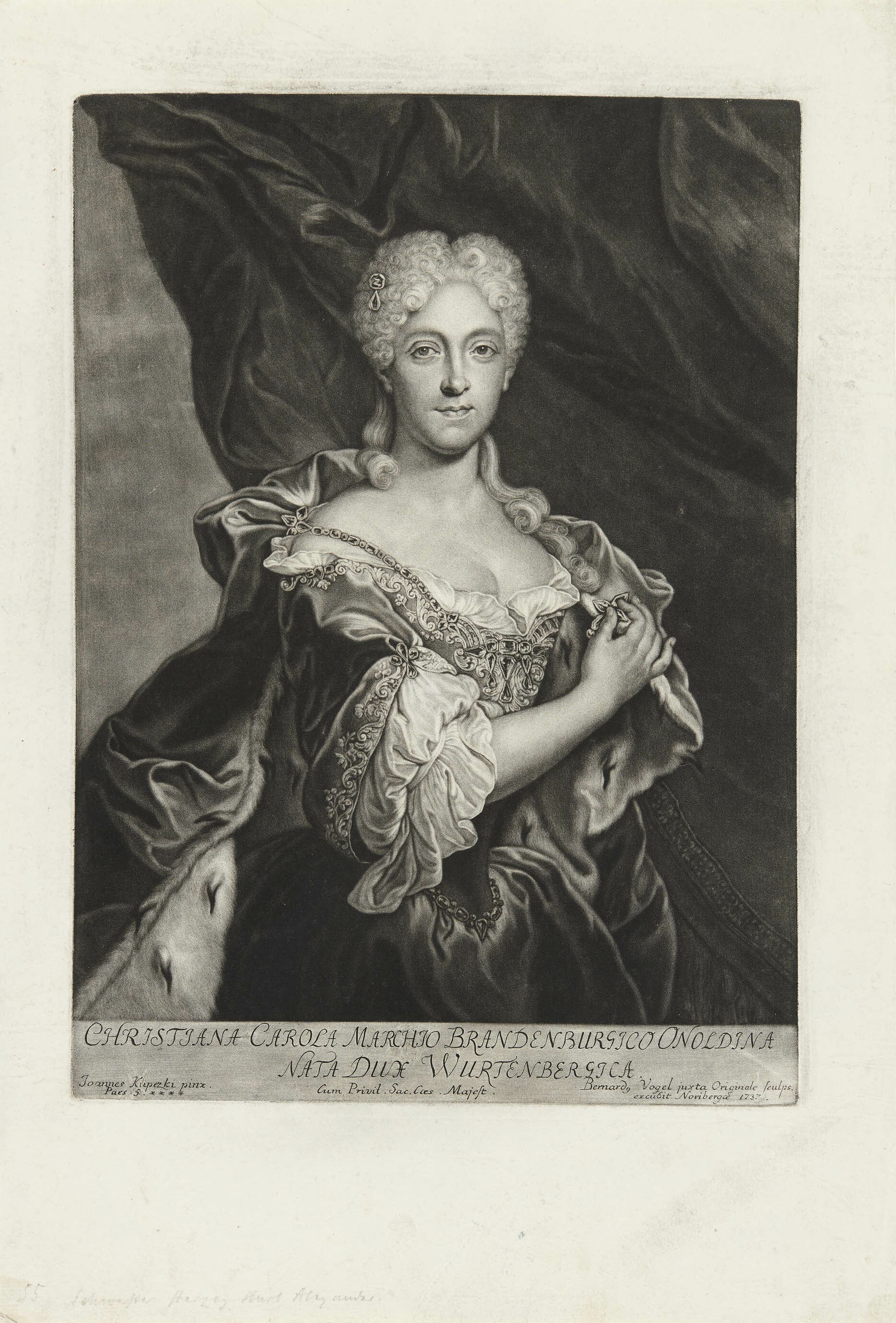 Bernhard Vogel (Kupferstecher), Bildnis Markgräfin Christiane Charlotte von Brandenburg-Ansbach