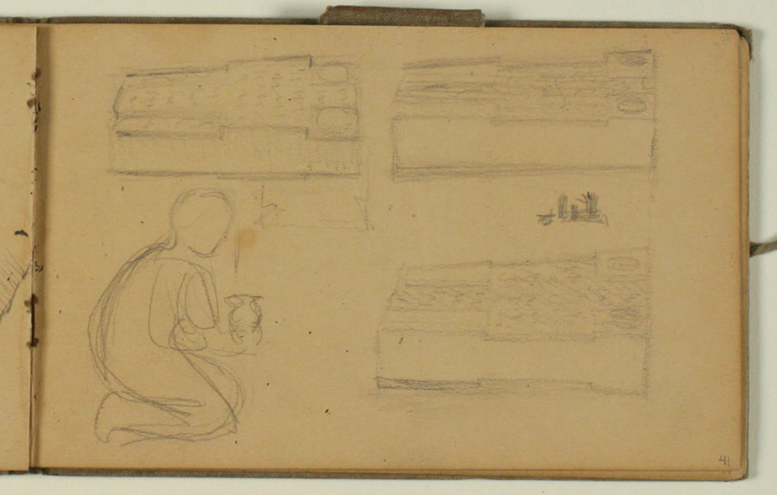 Niels Larsen Stevns, Figurstudie. Studier af gravstene