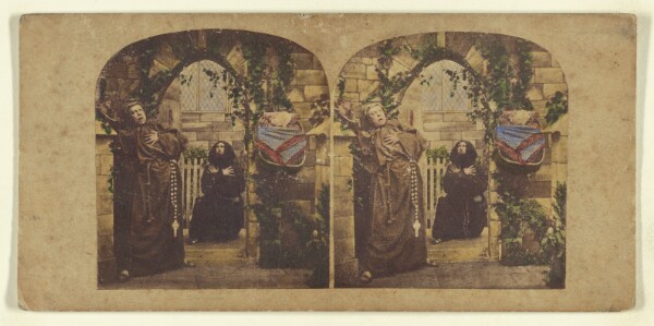 London Stereoscopic and Photographic Company, [Genre scene: two monks in an archway of a church, both with dramatic faces]