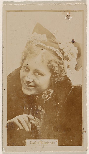Kinney Brothers Tobacco Company, Lulu Nichols, from the Actresses series (N245) issued by Kinney Brothers to promote Sweet Caporal Cigarettes