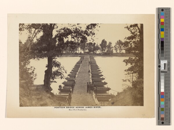 A. J. Russell, Pontoon Bridge Across James River, Near Fort Powhattan. [June 1864].