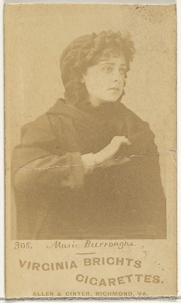 Allen & Ginter, Card 308, Marie Burroughs, from the Actors and Actresses series (N45, Type 1) for Virginia Brights Cigarettes