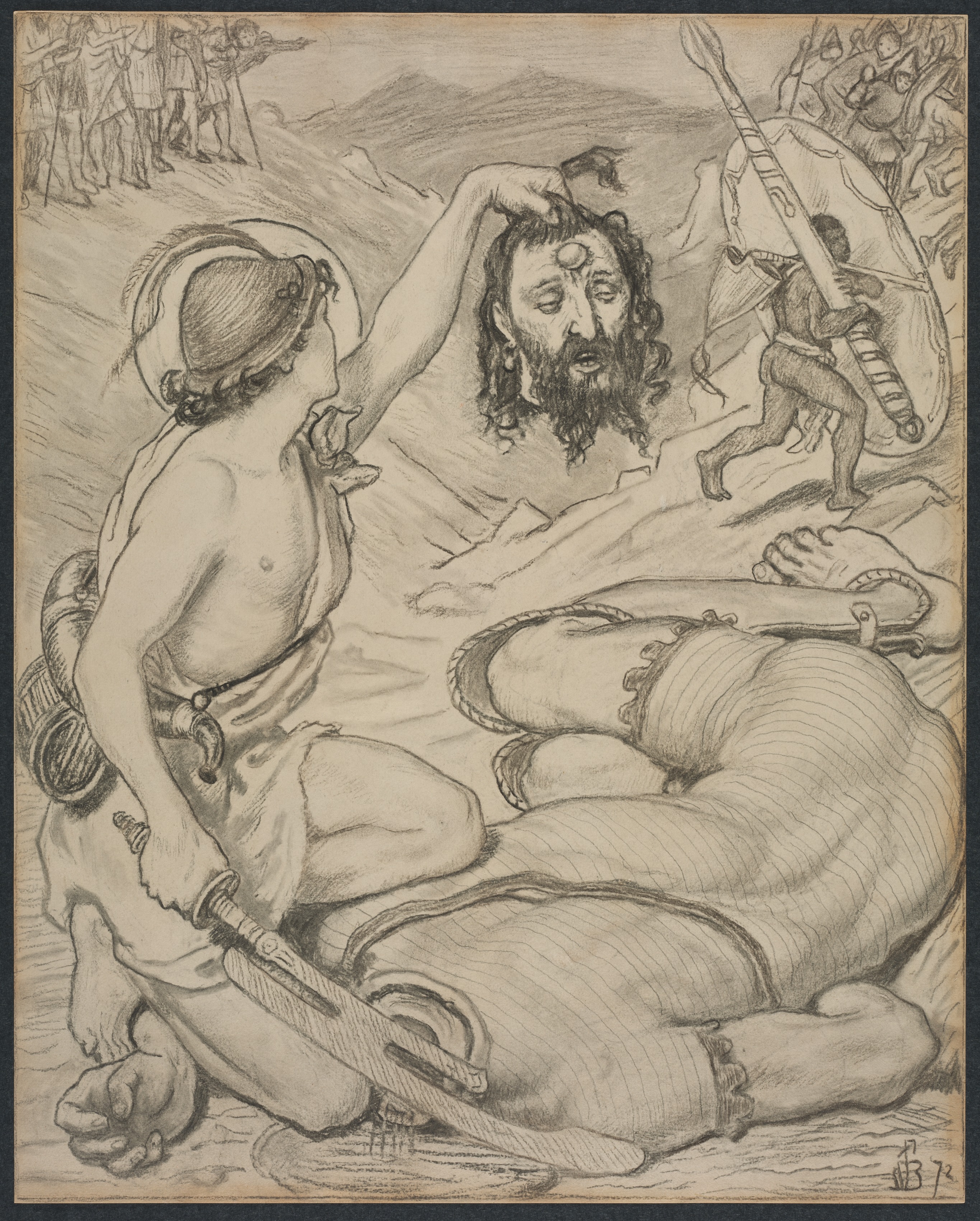 Ford Madox Brown, David and Goliath, Cartoon for Stained Glass Window at Jesus College, Cambridge