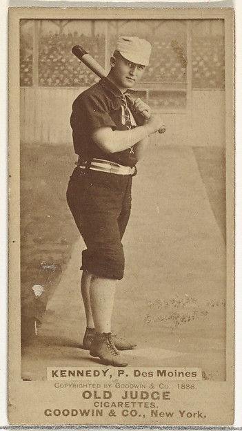 Goodwin & Company, Theodore A. "Ted" Kennedy, Pitcher, Des Moines Prohibitionists, from the Old Judge series (N172) for Old Judge Cigarettes