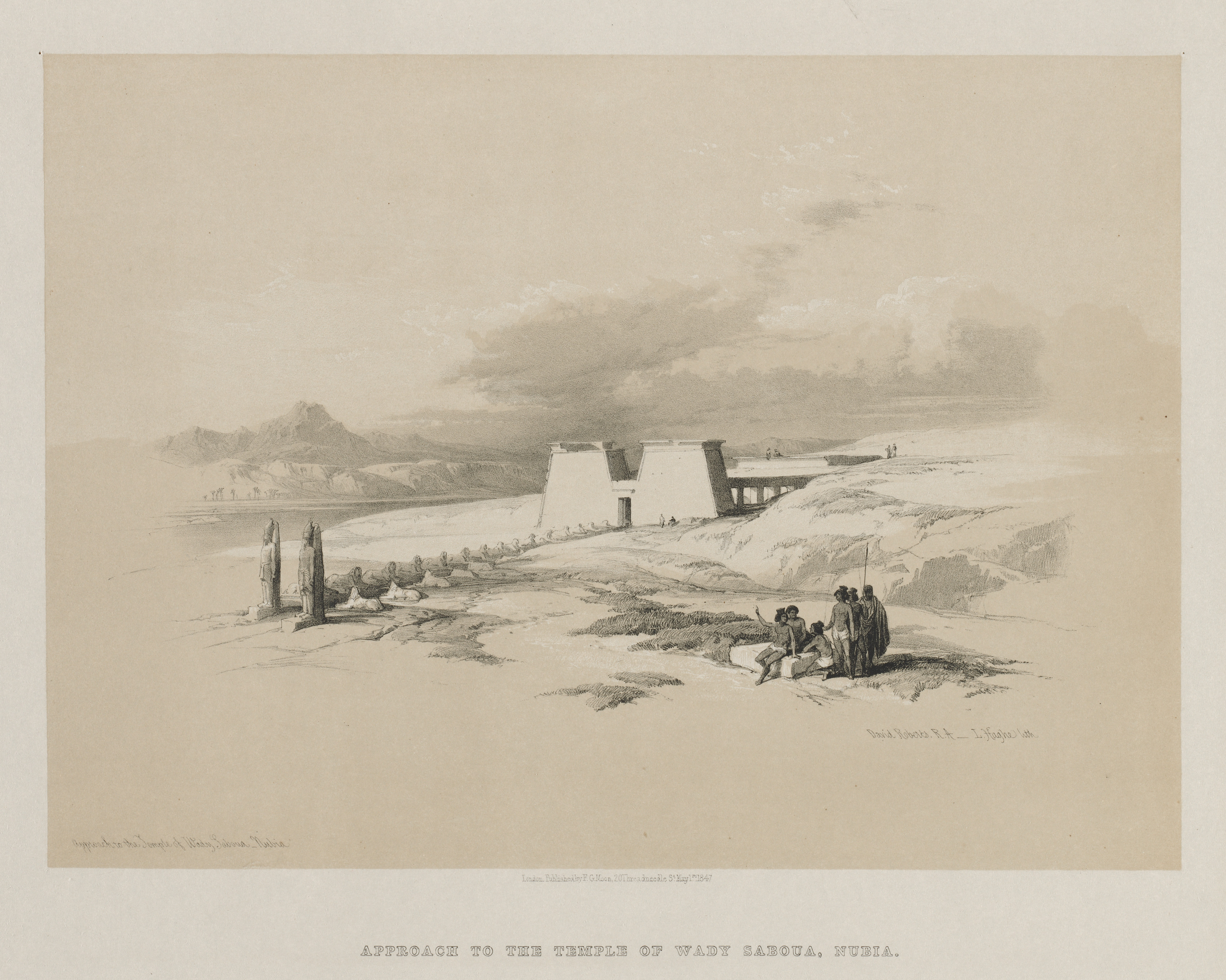 Louis Haghe, Egypt and Nubia, Volume I: Approach to the Temple  of Wady Saboua, Nubia