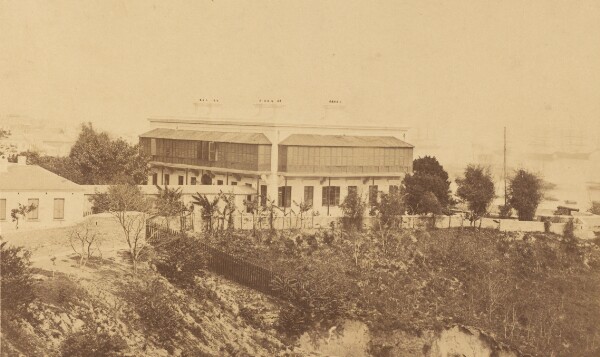 Felice Beato, [Modern Building and View of Hong Kong]