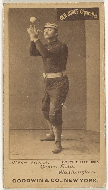 Goodwin & Company, Paul Aloysius Hines, Center Field, Washington Nationals, from the Old Judge series (N172) for Old Judge Cigarettes