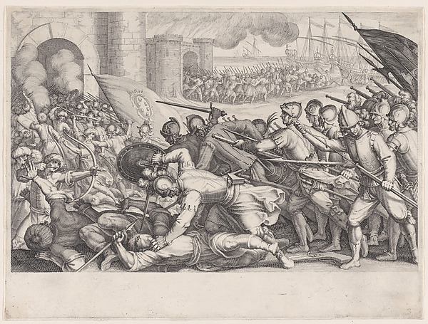 Jacques Callot, Les Troupes Forcent la Porte d'une Ville (The Troops Force Their Way Through the Gate of a City), from "La Vie de Ferdinand Ier de Médicis série appelée aussi Les Batailles des Médicis" (The Life of Ferdinand I de'Medici also called The Medici Battles)