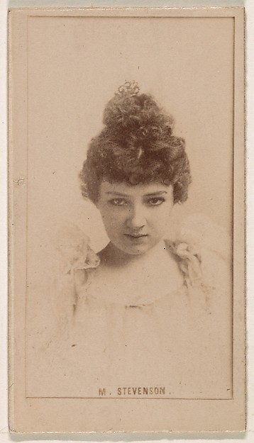 Kinney Brothers Tobacco Company, M. Stevenson, from the Actresses series (N245) issued by Kinney Brothers to promote Sweet Caporal Cigarettes