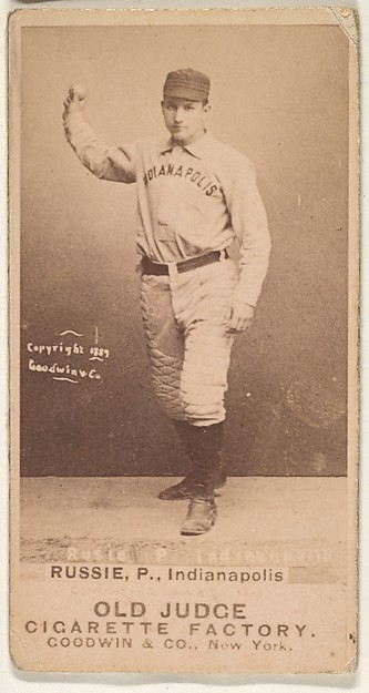 Goodwin & Company, Amos Rusie, Pitcher, Indianapolis, from the Old Judge series (N172) for Old Judge Cigarettes
