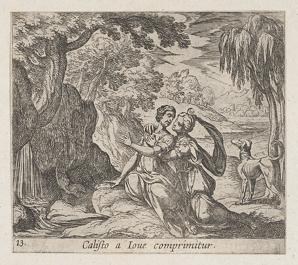 Antonio Tempesta, Plate 13:Jupiter and Callisto (Calisto a Iove comprimitur), from Ovid's 'Metamorphoses'