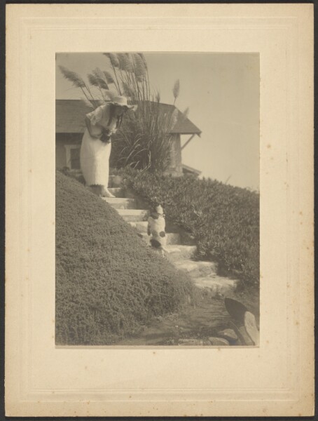 Louis Fleckenstein, [Woman Calling her Dog on Steps]