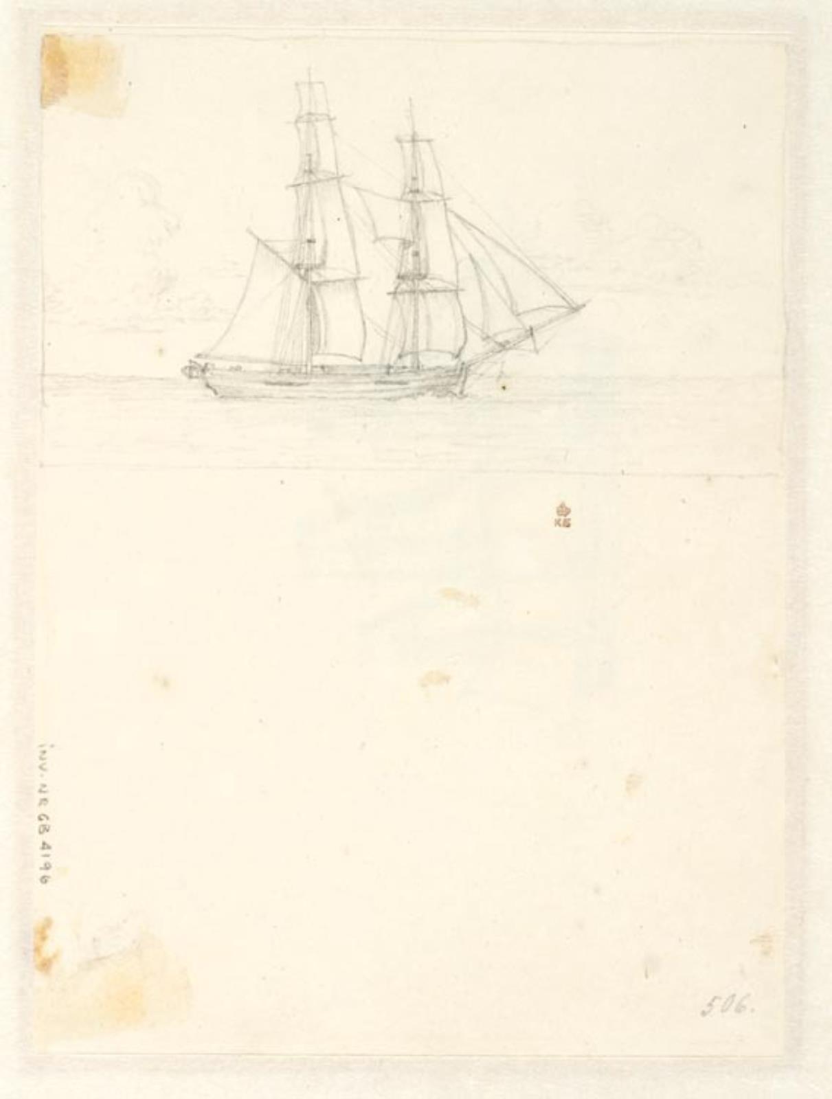 C.W. Eckersberg, En brig under sejl.