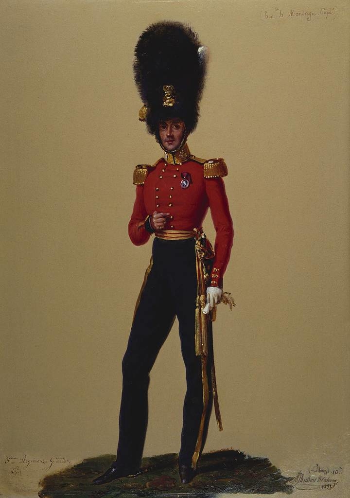 Alexandre Jean Dubois-Drahonet, Lieutenant and Captain the Honourable Henry Montagu (1798-1883), Adjutant, 2nd Batalion, Scots Fusilier Guards