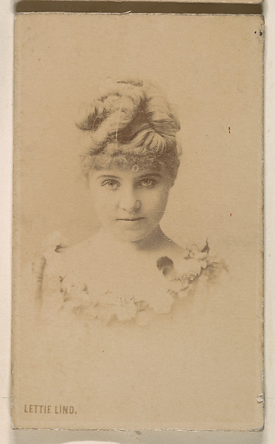 Kinney Brothers Tobacco Company, Lettie Lind, from the Actresses series (N246), Type 1, issued by Kinney Brothers to promote Sporting Extra Cigarettes