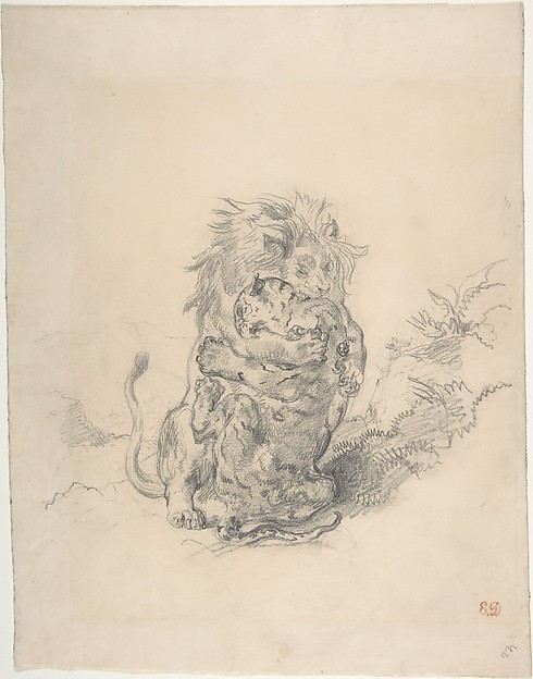 Eugène Delacroix, A Lion and a Tiger, Fighting