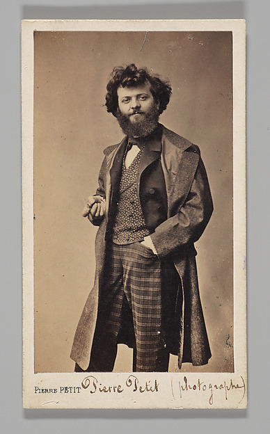 Pierre Petit, [Studio Portrait: Self-Portrait Wearing Plaid Pants and Overcoat]