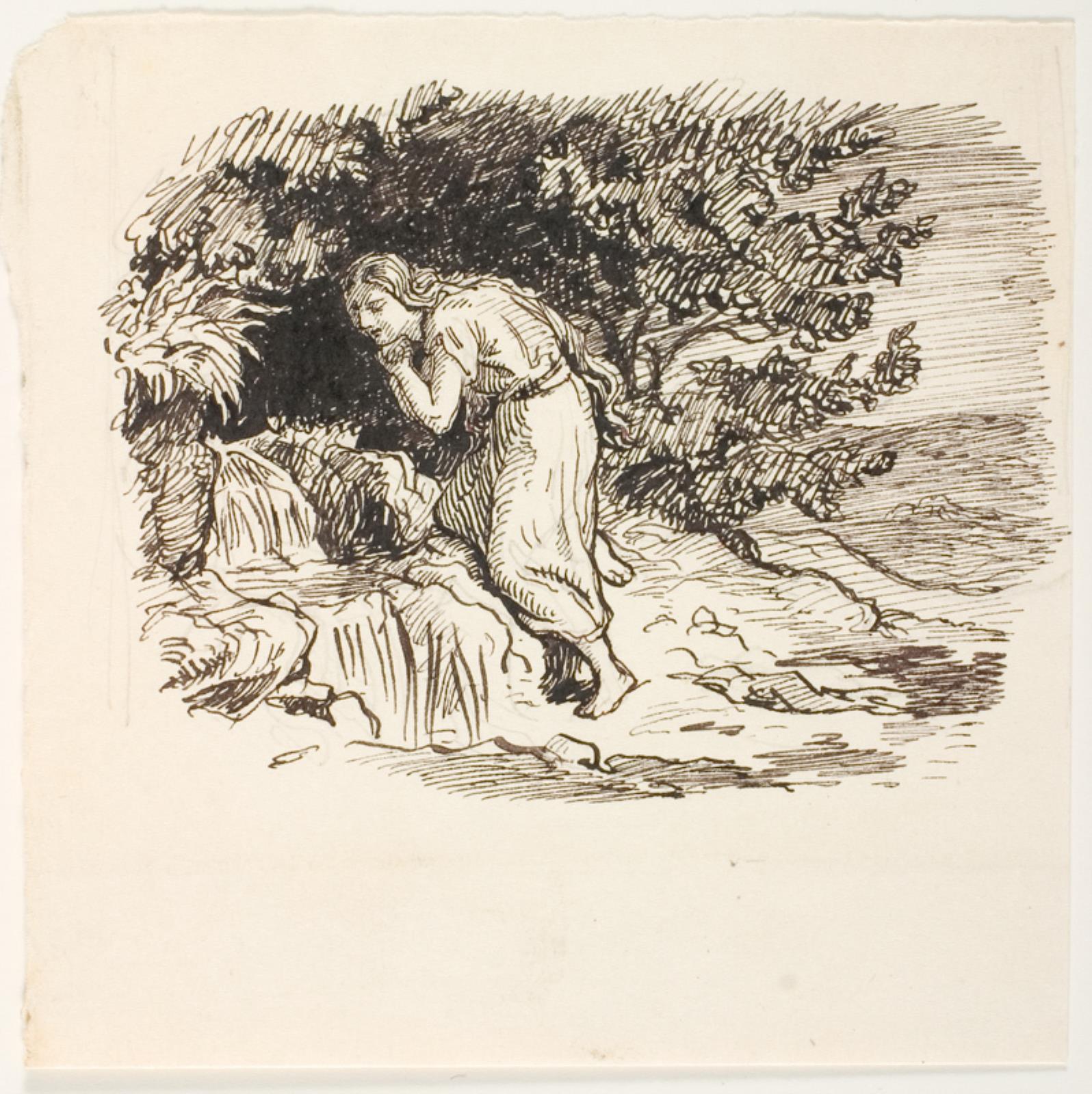 Lorenz Frølich, Illustrationsudkast til H.C. Andersen, "Dynd-Kongens Datter"