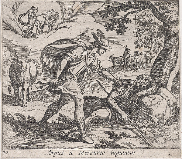 Antonio Tempesta, Plate 10: Mercury Killing Argos (Argus a Mercurio iugulatur), from Ovid's 'Metamorphoses'