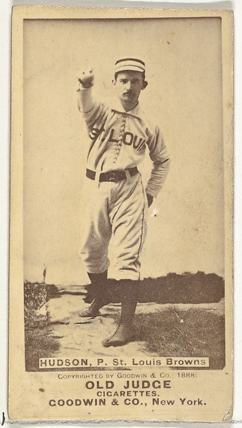 Goodwin & Company, Nathaniel P. "Nat" Hudson, Pitcher, St. Louis Browns, from the Old Judge series (N172) for Old Judge Cigarettes