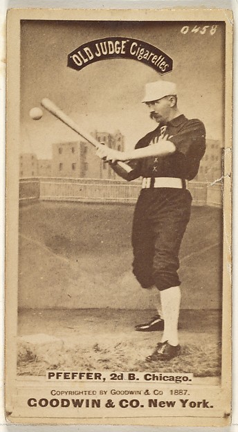 Goodwin & Company, Fred "Dandelion" Pfeffer, 2nd Base, Chicago, from the Old Judge series (N172) for Old Judge Cigarettes