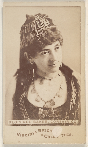 Allen & Ginter, Florence Baker, Corsair Co., from the Actors and Actresses series (N45, Type 6) for Virginia Brights Cigarettes
