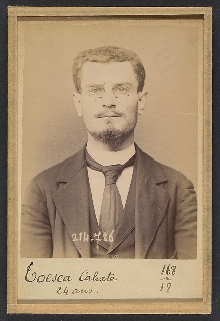 Alphonse Bertillon, Toesca. Calixte. 28 ans, Tour de Breuil (Alpes-Mar.). Étudiant en médecine. Association de malfaiteurs. 27/2/94