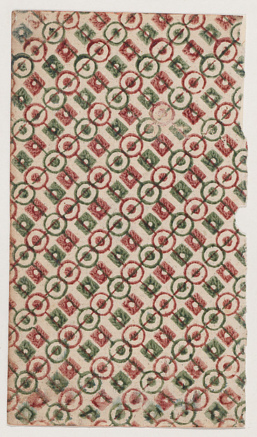 Anonymous, Sheet with overall pattern of circles and squares with lines through them