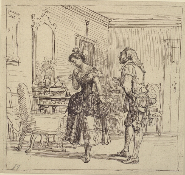 Wilhelm Marstrand, Rosina giver Figaro brevet til grev Almaviva (Barberen i Sevilla)