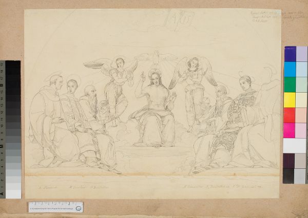 Unknown artist, Ausschnitt aus Raffaels Fresko der Dreifaltigkeit mit Heiligen in der Capella San Severo in Perugia