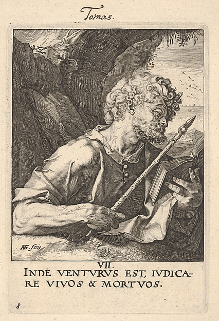 Hendrick Goltzius, St. Thomas, from "Christ, the Apostles and St. Paul with the Creed"