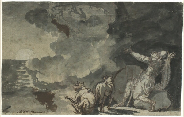 Nicolai Abildgaard, Fingal ser sine forfædres ånder ved månens skin. Scene af Ossian