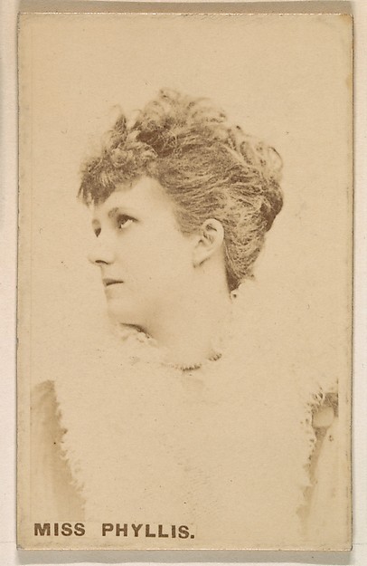 Kinney Brothers Tobacco Company, Miss Phyllis, from the Actresses series (N246), Type 1, issued by Kinney Brothers to promote Sporting Extra Cigarettes