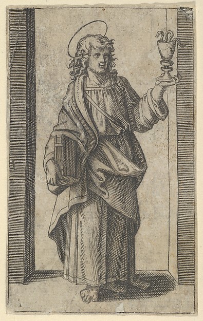 Marcantonio Raimondi, Saint John, book in right hand chalice in left, from "Piccoli Santi" (Small Saints)