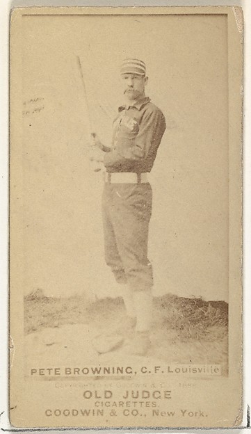 Goodwin & Company, Louis Rogers "Pete" Browning, Center Field, Louisville Colonels, from the Old Judge series (N172) for Old Judge Cigarettes
