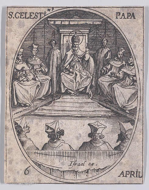 Jacques Callot, S. Célestin, pape (St. Celestine, Pope), April 6th, from "Les Images De Tous Les Saincts et Saintes de L'Année" (Images of All of the Saints and Religious Events of the Year)