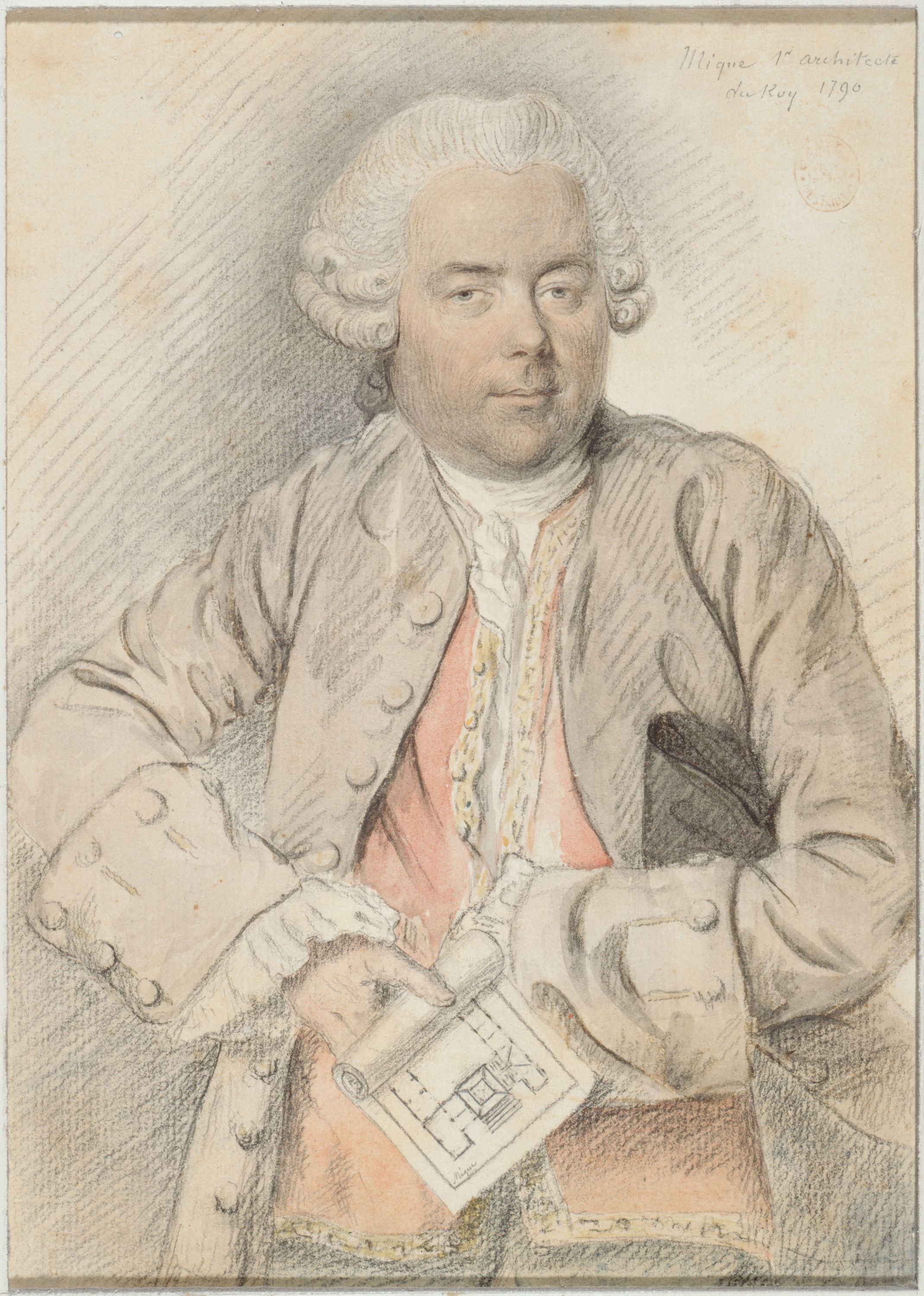 Anonyme, Portrait de Mique, premier architecte du roi en 1790.