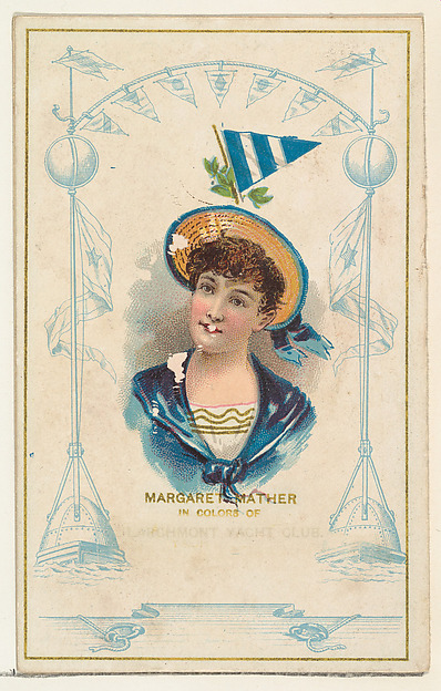 W. Duke, Sons & Co., Margaret Mather in Colors of the Larchmont Yacht Club, from the Yacht Colors of the World series (N140) issued by Duke Sons & Co. to promote Honest Long Cut Tobacco