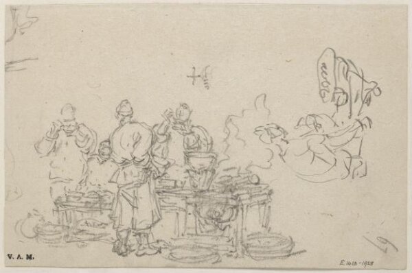 George Chinnery, Chinese men dining at a food stall