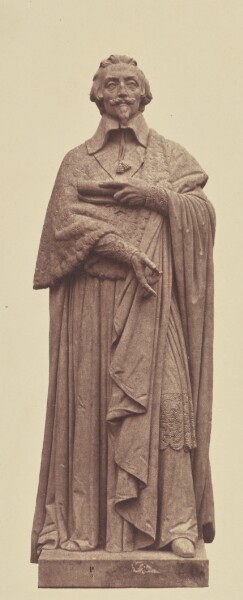 Édouard Baldus, ["Richelieu", Statue by Jean-Auguste Barre, Decoration of the Louvre, Paris]