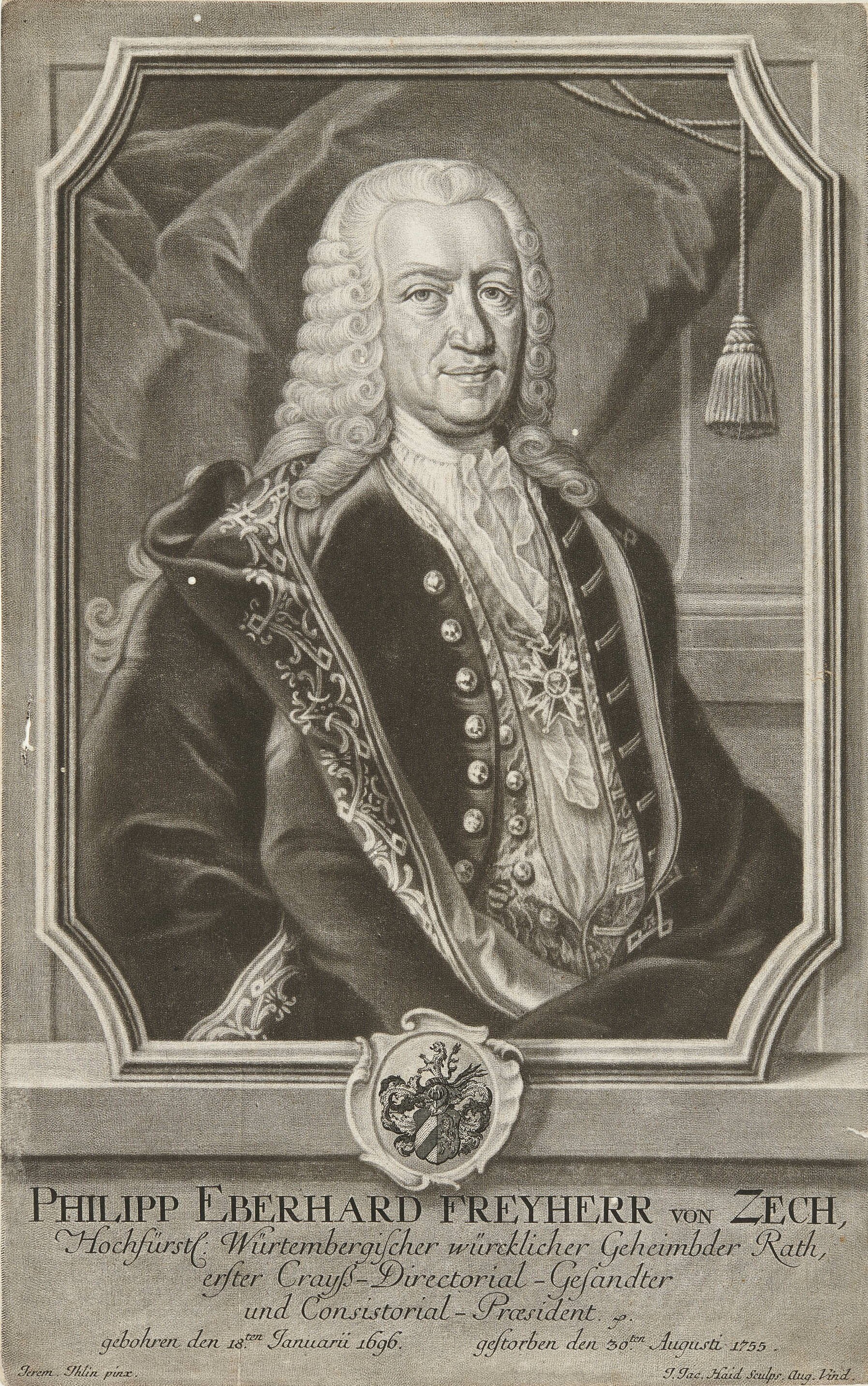 Johann Jacob Haid, Bildnis Freiherr Philipp Eberhard von Zech