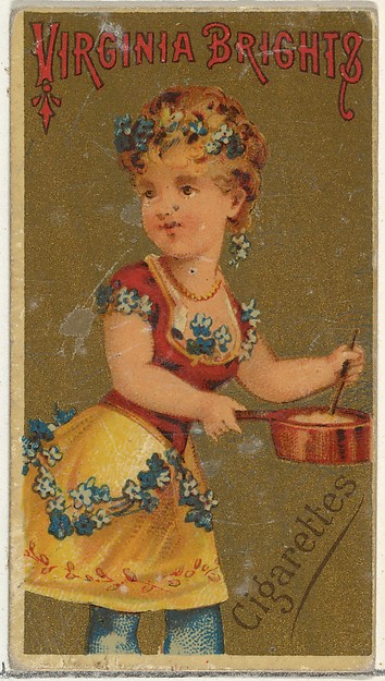 Allen & Ginter, From the Girls and Children series (N64) promoting Virginia Brights Cigarettes for Allen & Ginter brand tobacco products