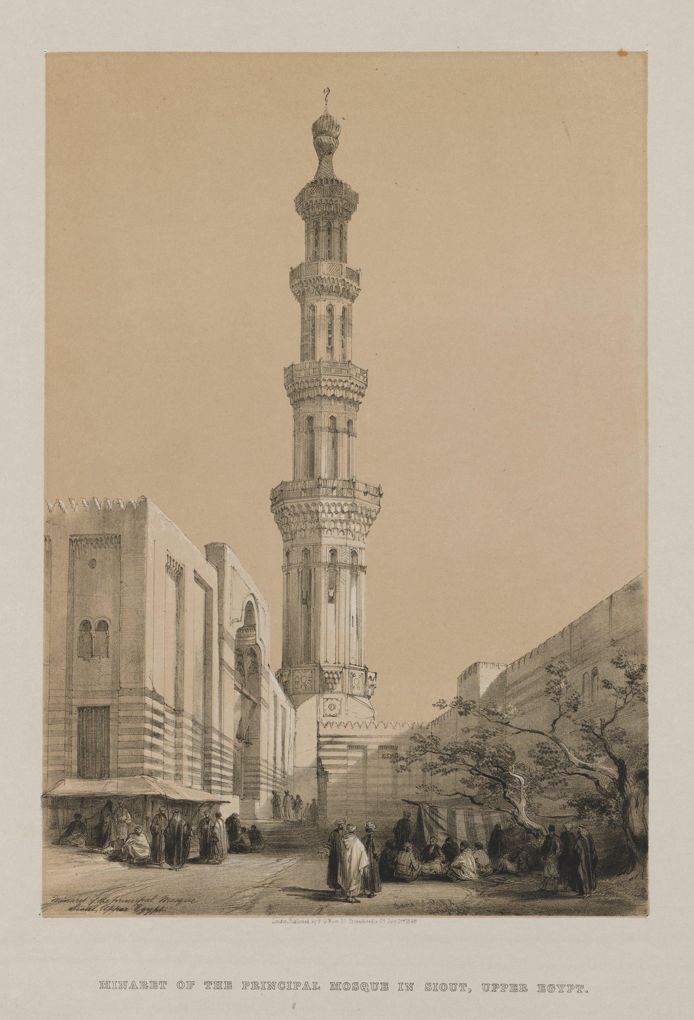 Louis Haghe, Egypt and Nubia, Volume III: Minaret of the Principal Mosque Siout, Upper Egypt