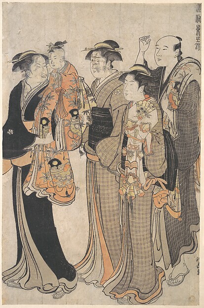 Torii Kiyonaga, MotHer Carrying Her Baby Girl to the Miya Mairi